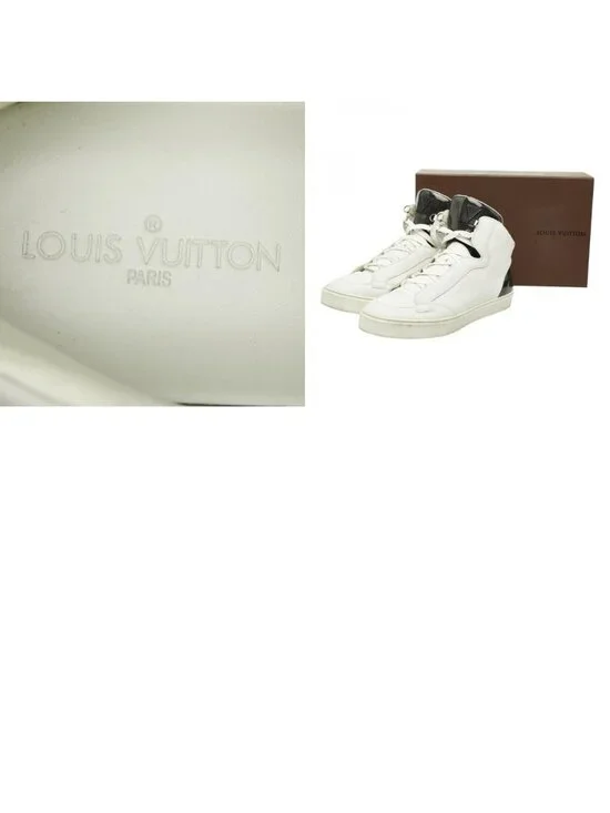 Louis Vuitton Damier Middle Cut Sneakers 9.5 White Black Leather